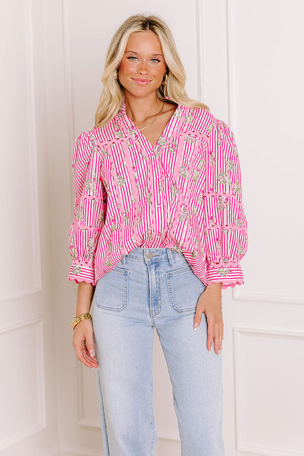 French Bistro Floral Button Up Top Image 1