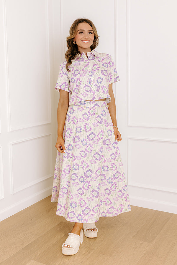 Butterfly Garden Floral Button Up Top in Lavender Image 2