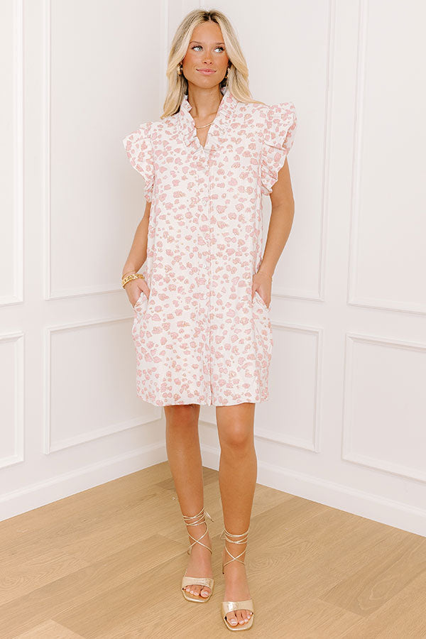 Sassy Moment Jacquard Leopard Mini Dress in Pink Image 5