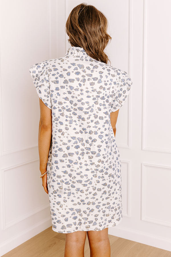Sassy Moment Jacquard Leopard Mini Dress in Blue Image 5