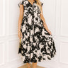 Honey And Hibiscus Floral Midi Dress in Black Image 1