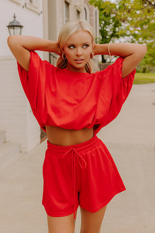Everyday Chic High Waist Shorts in Red Image 1