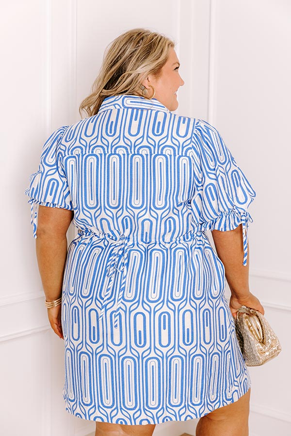 Art Deco Chic Mini Dress in Ocean Blue Curves Image 4