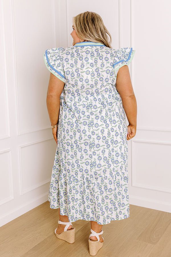Picnic Ready Floral Midi Dress in Mint Curves Image 4