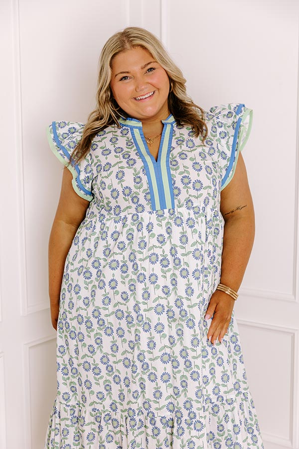 Picnic Ready Floral Midi Dress in Mint Curves Image 5