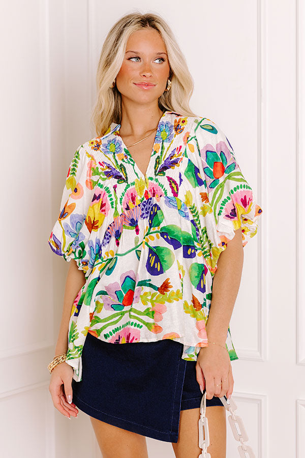 Cozumel Cutie Floral Top in Yellow Image 1