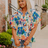 Cozumel Cutie Floral Top in Blue Image 1