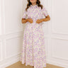 Butterfly Garden High Waist Floral Midi Skirt in Lavender Image 1
