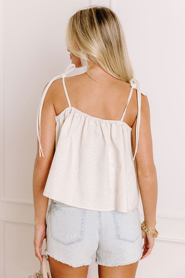 Coastal Town Views Linen-Blend Top Image 3