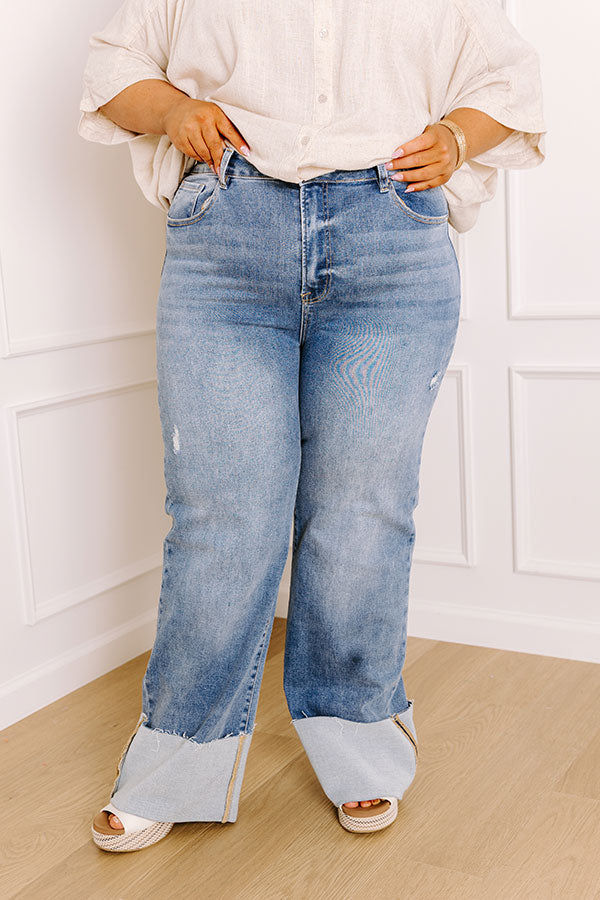 RISEN Ellie High Waist Straight Leg Cuffed Jean Curves Image - 4