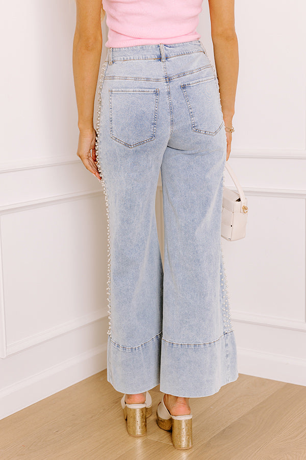 The Vicky Midrise Pearl Embellished Wide Leg Jean Image 5