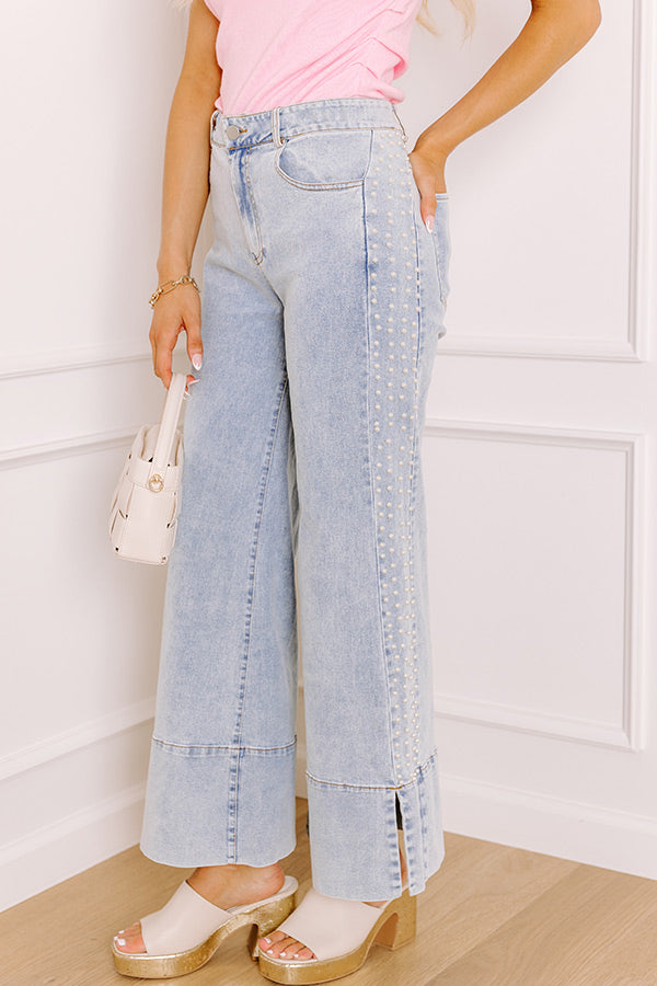 The Vicky Midrise Pearl Embellished Wide Leg Jean Image 2