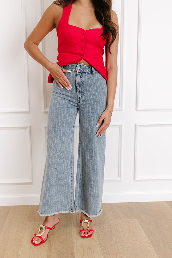 The Brinley Midrise Wide Leg Stripe Jean Image - 3