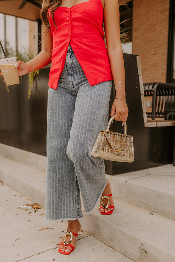 The Brinley Midrise Wide Leg Stripe Jean Image - 1