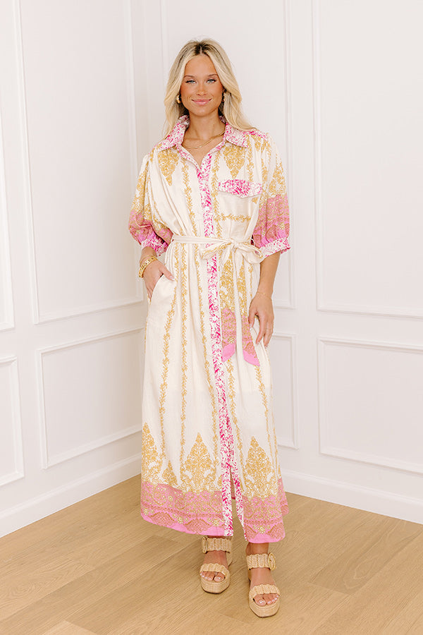Isles of Scilly Floral Maxi Dress in Pink Image - 1