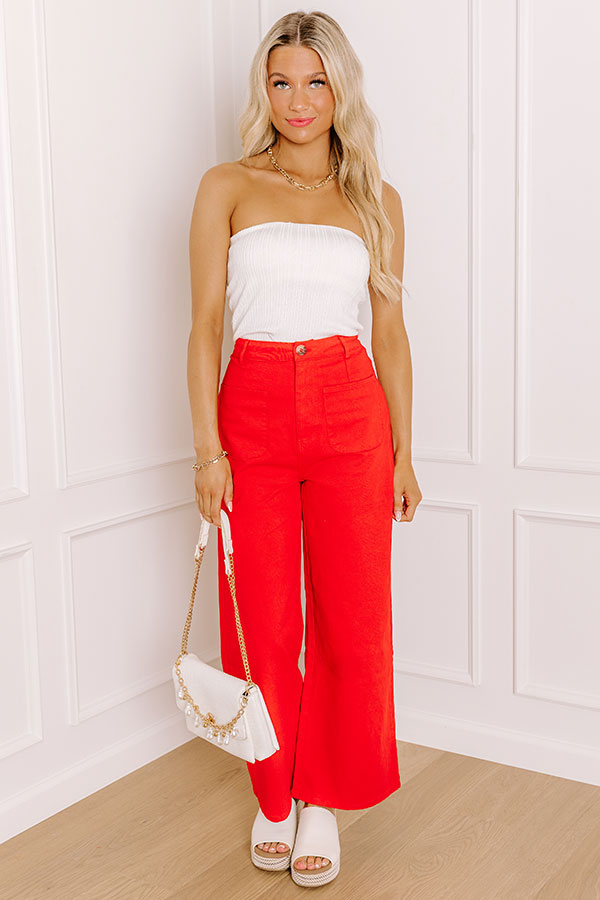 The Lana High Waist Wide Leg Jean in Red Image 5
