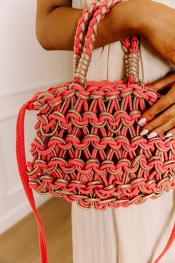 Oceanside Bliss Woven Purse in Coral Image 3