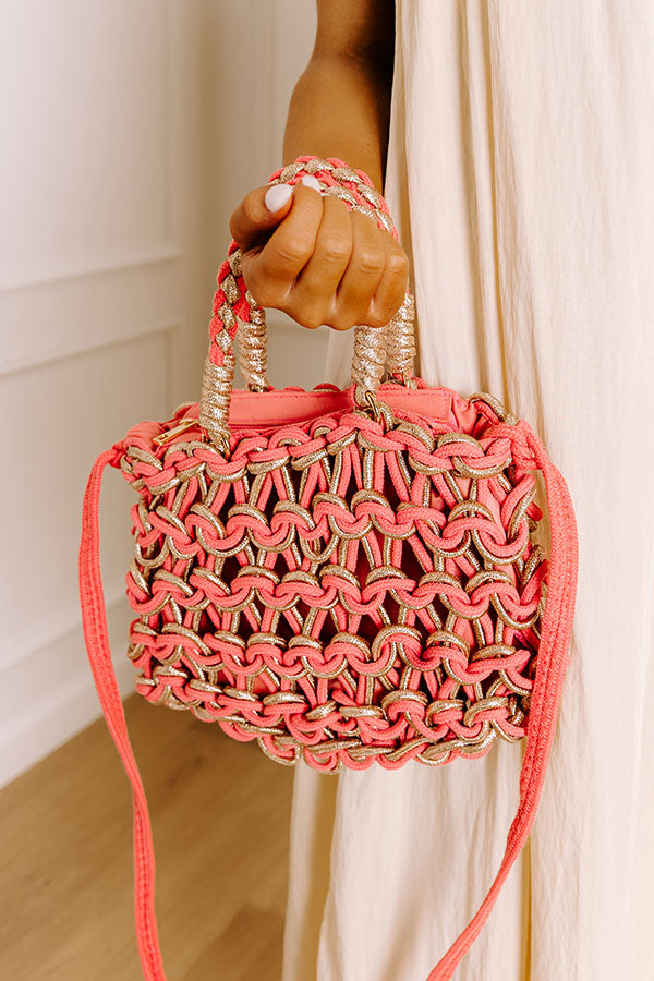 Oceanside Bliss Woven Purse in Coral Image 2