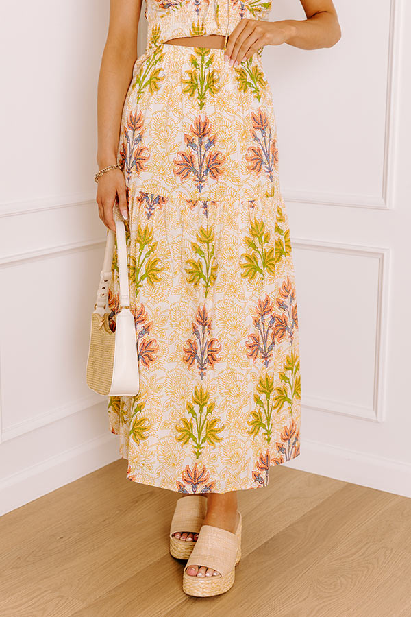Sunshine And Sorbet High Waist Floral Midi Skirt Image 1