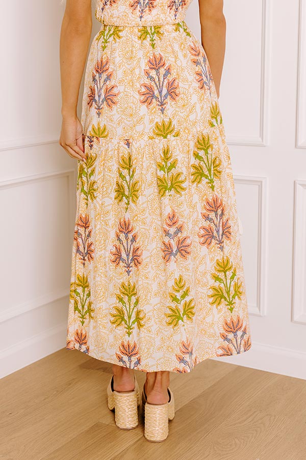 Sunshine And Sorbet High Waist Floral Midi Skirt Image 3