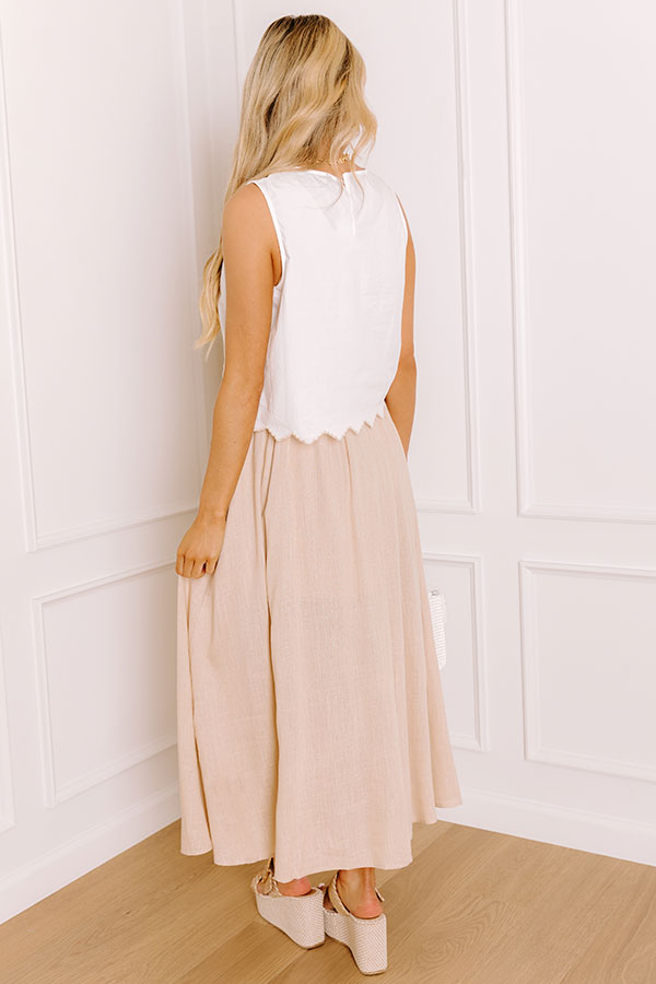 English Courtyard Embroidered Linen-Blend Midi Dress Image 5