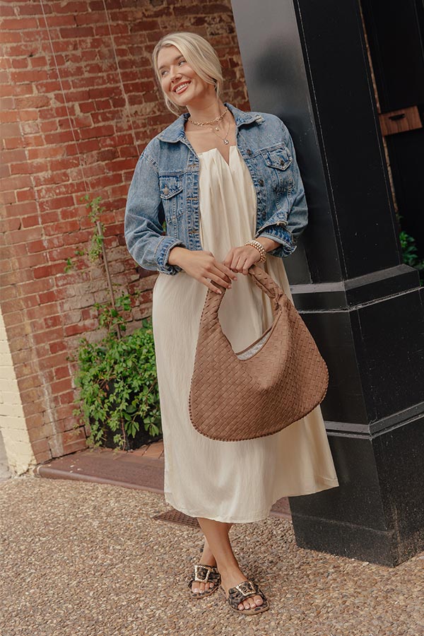 Villa Views Midi Dress in Champagne
