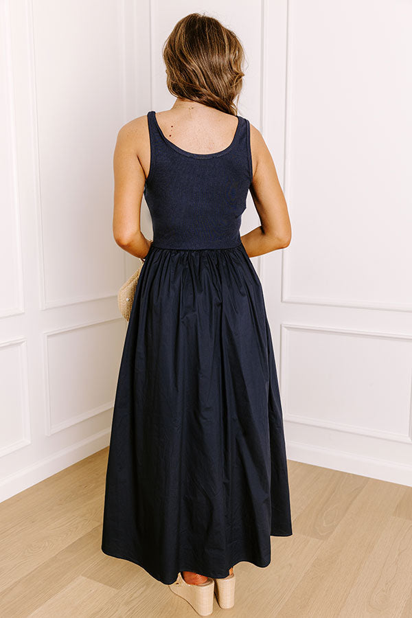 Courtyard Charm Midi Dress in Navy Image 5