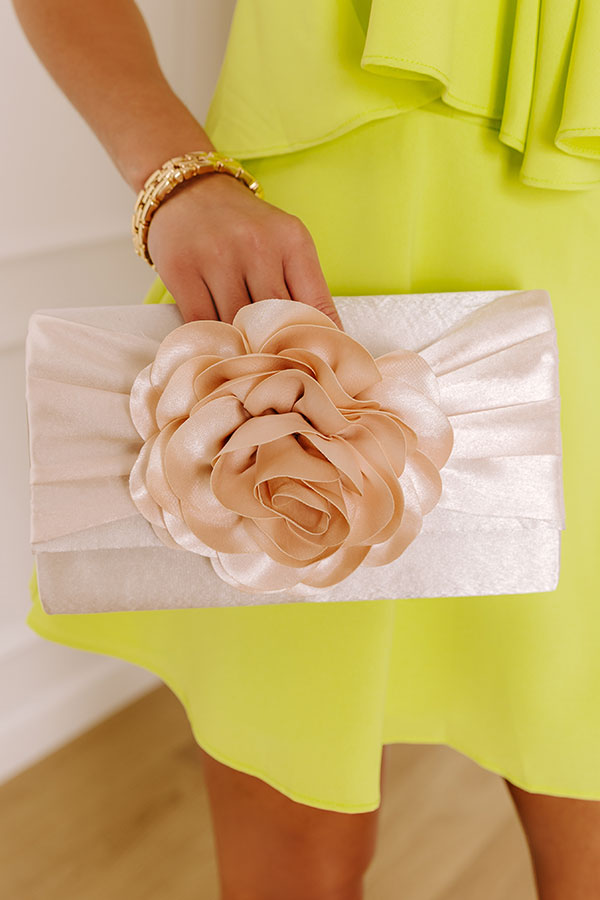 Cocktails First Satin Clutch in Champagne Image 2