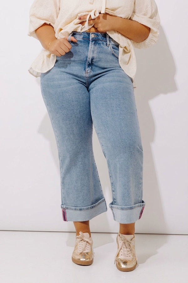 The Amara High Waist Ankle Flare Jean Curves Image - 2