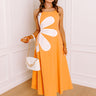 Floral Daydream Cut Out Midi Dress in Orange Image 1