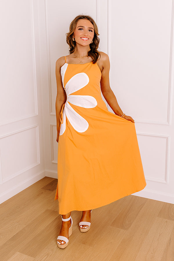 Floral Daydream Cut Out Midi Dress in Orange Image 2