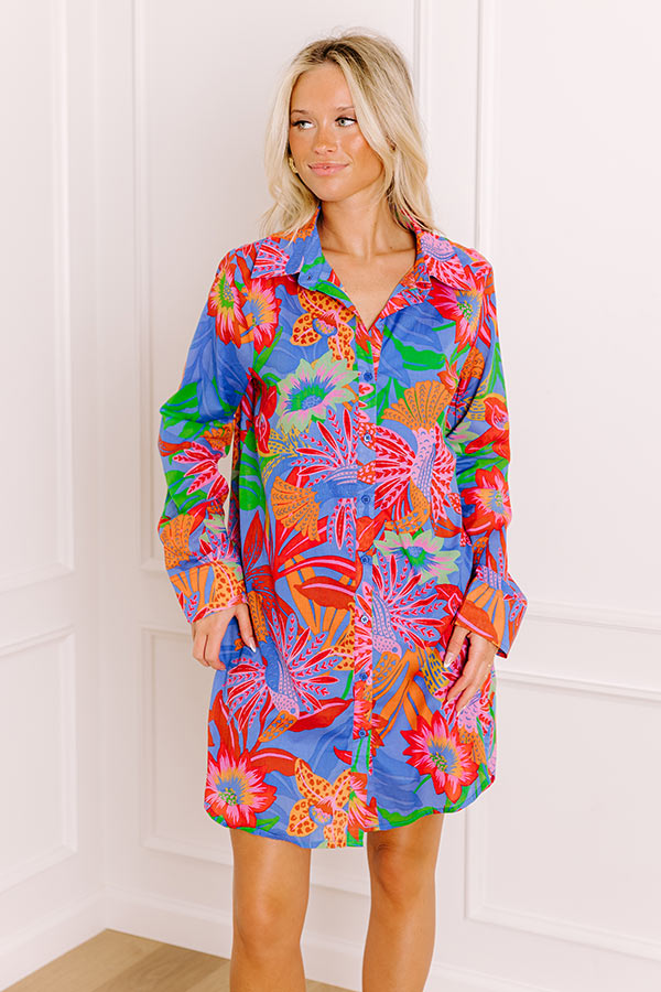 Tropic Allure Floral Button Down Mini Dress Image 2