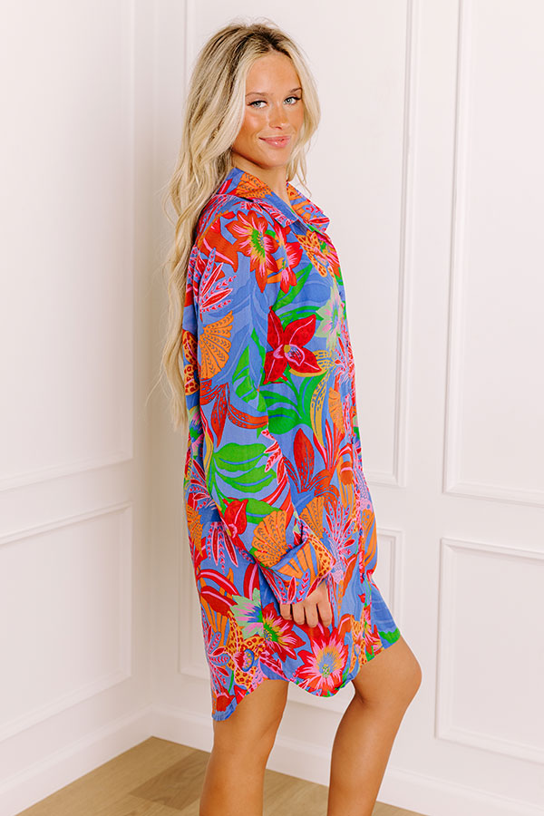Tropic Allure Floral Button Down Mini Dress Image 3