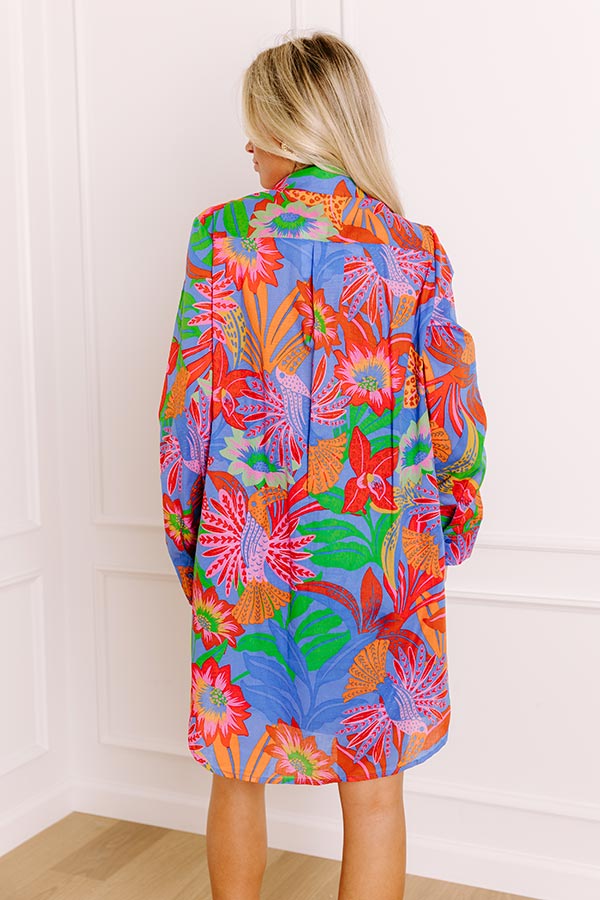 Tropic Allure Floral Button Down Mini Dress Image 4