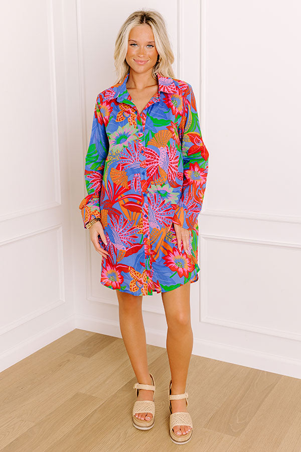 Tropic Allure Floral Button Down Mini Dress Image 5