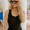 Bungalow Cutie Sunnies in Black with Blue Lens Image 1