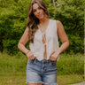 Rodeo Drive Chic Embroidered Front Tie Top in White Image - 1