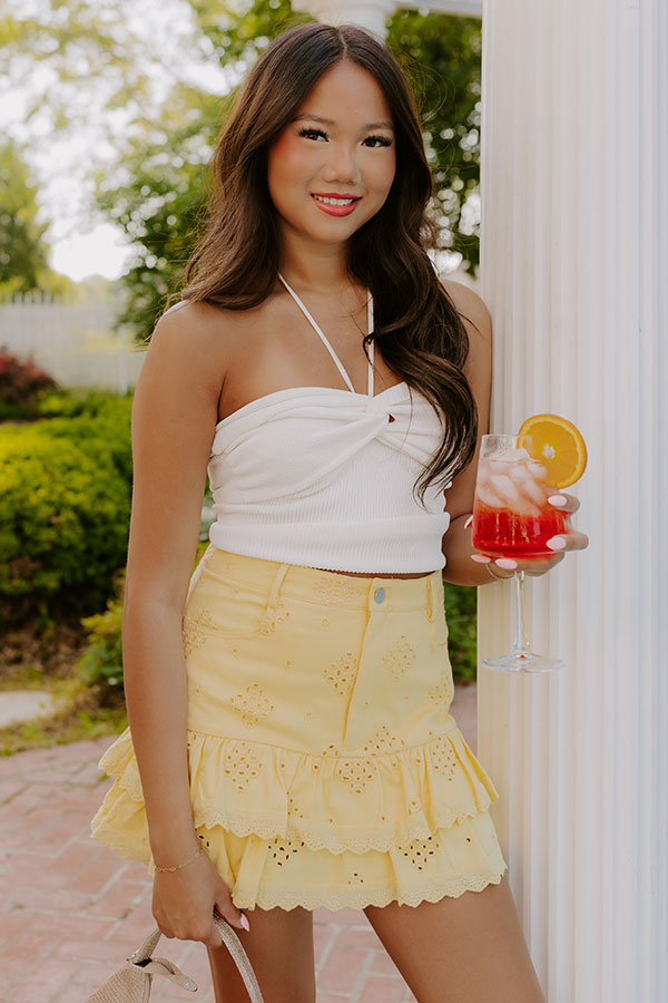 The Aurora High Waist Eyelet Mini Skirt Image - 2