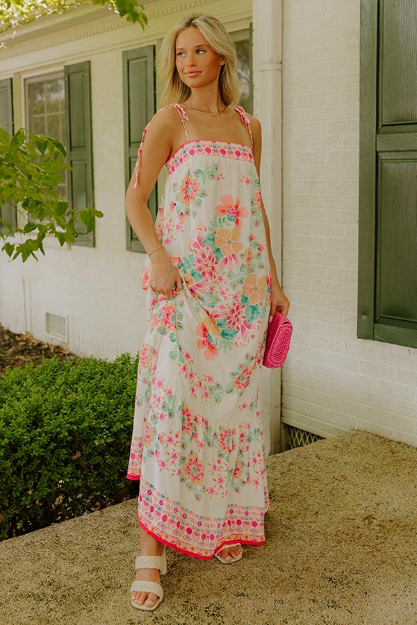 Capri Villa Floral Maxi Dress in Ivory Image - 3