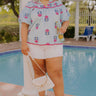 Joyful Bloom Floral Embroidered Top in Sky Blue Curves Image 1