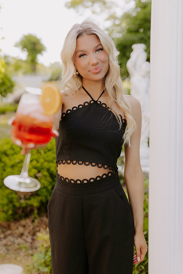 Penthouse Chic Linen-Blend Halter Top Image 1