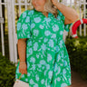 Charmed Feeling Floral Mini Dress in Green Curves Image 1
