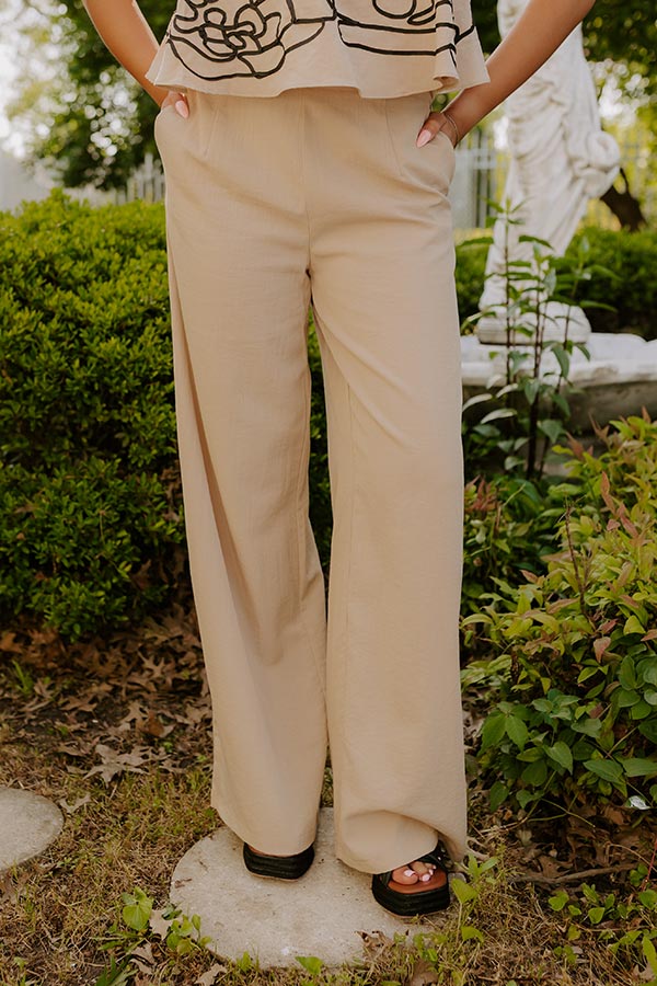 First Class Chic High Waist Wide Leg Pants in Iced Latte Image 2