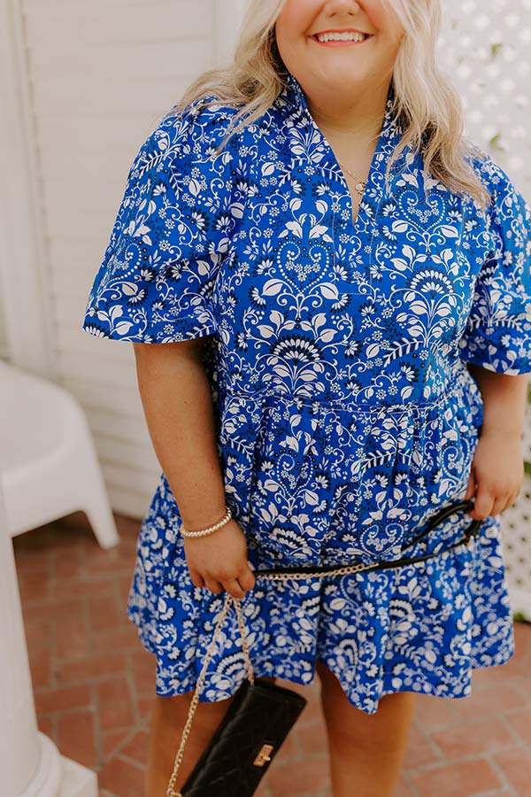 Charmed Feeling Floral Mini Dress in Royal Blue Curves Image 2