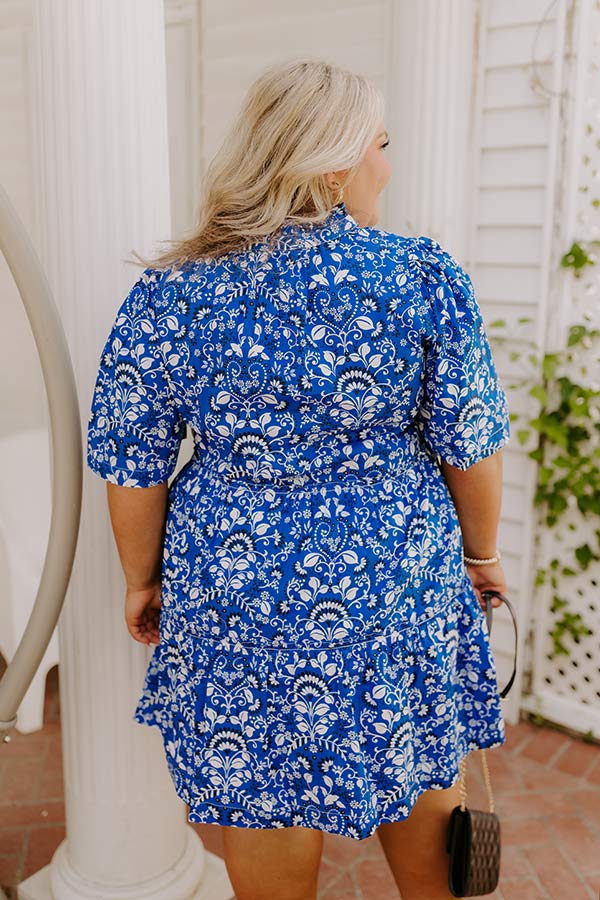 Charmed Feeling Floral Mini Dress in Royal Blue Curves Image 4