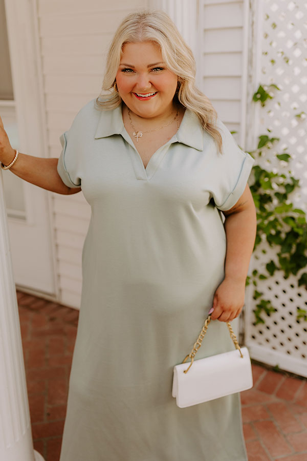 Cue The Casual T-shirt Midi Dress in Sage Curves Image 1
