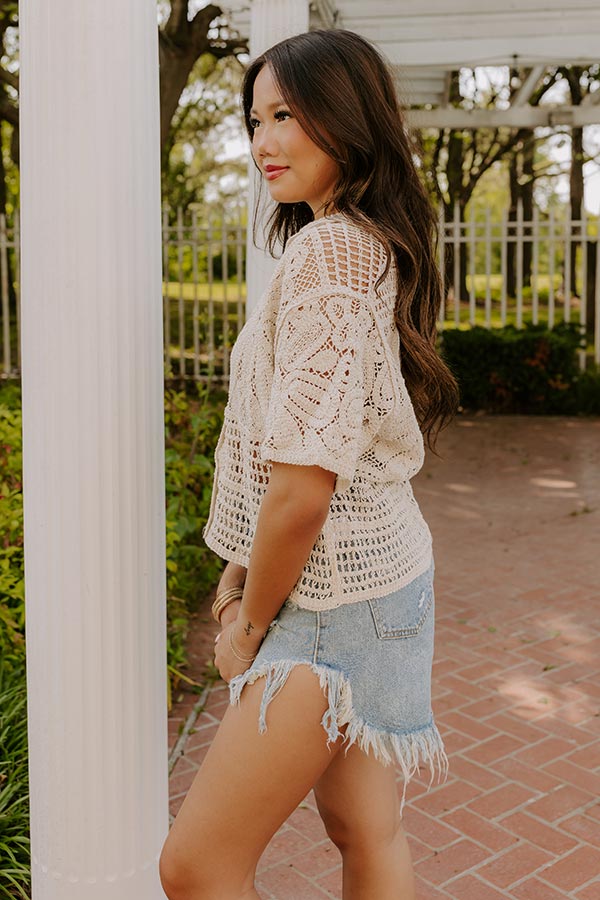 Oasis Breeze Crochet Button Up Top Image 4
