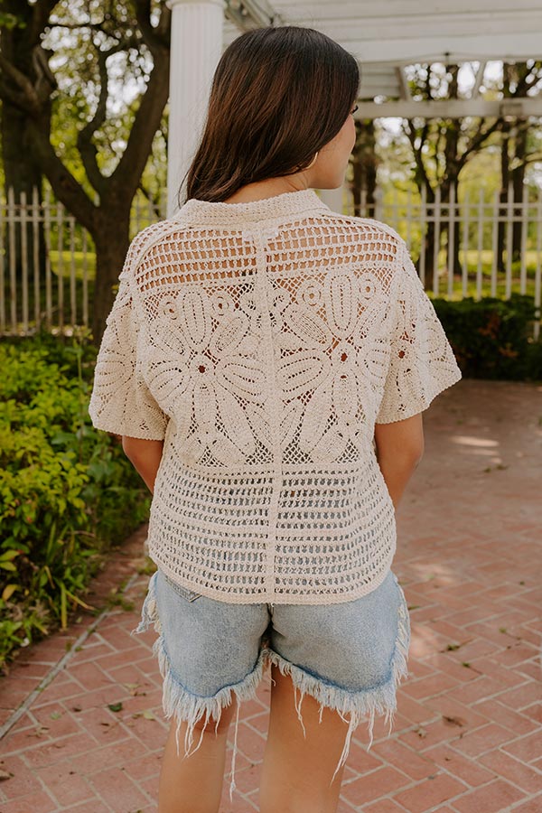 Oasis Breeze Crochet Button Up Top Image 5