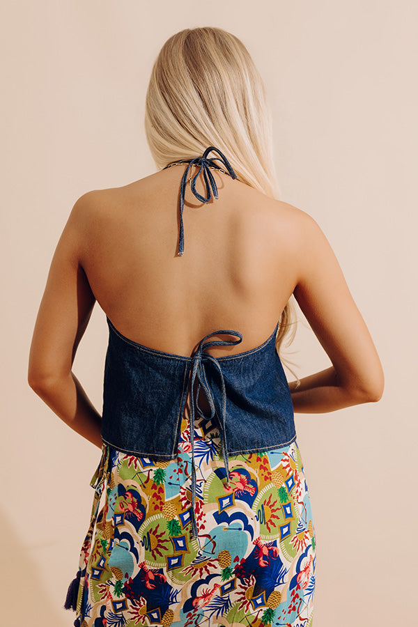 Block Party Ready Denim Halter Top Image - 4