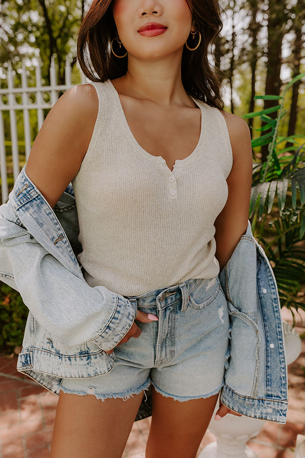 Coastal Brunch Linen-Blend Henley Top in Oatmeal Image 1